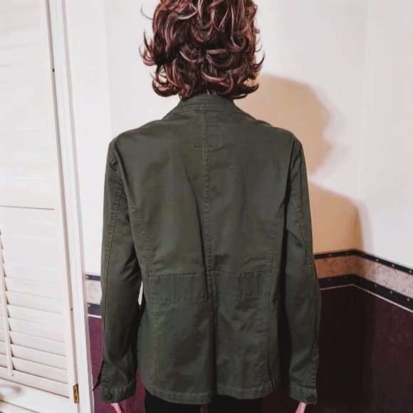 SANCTUARY ARMY GREEN COLLARLESS UTILITY JACKET SIZE M NWOT - Picture 4 of 7